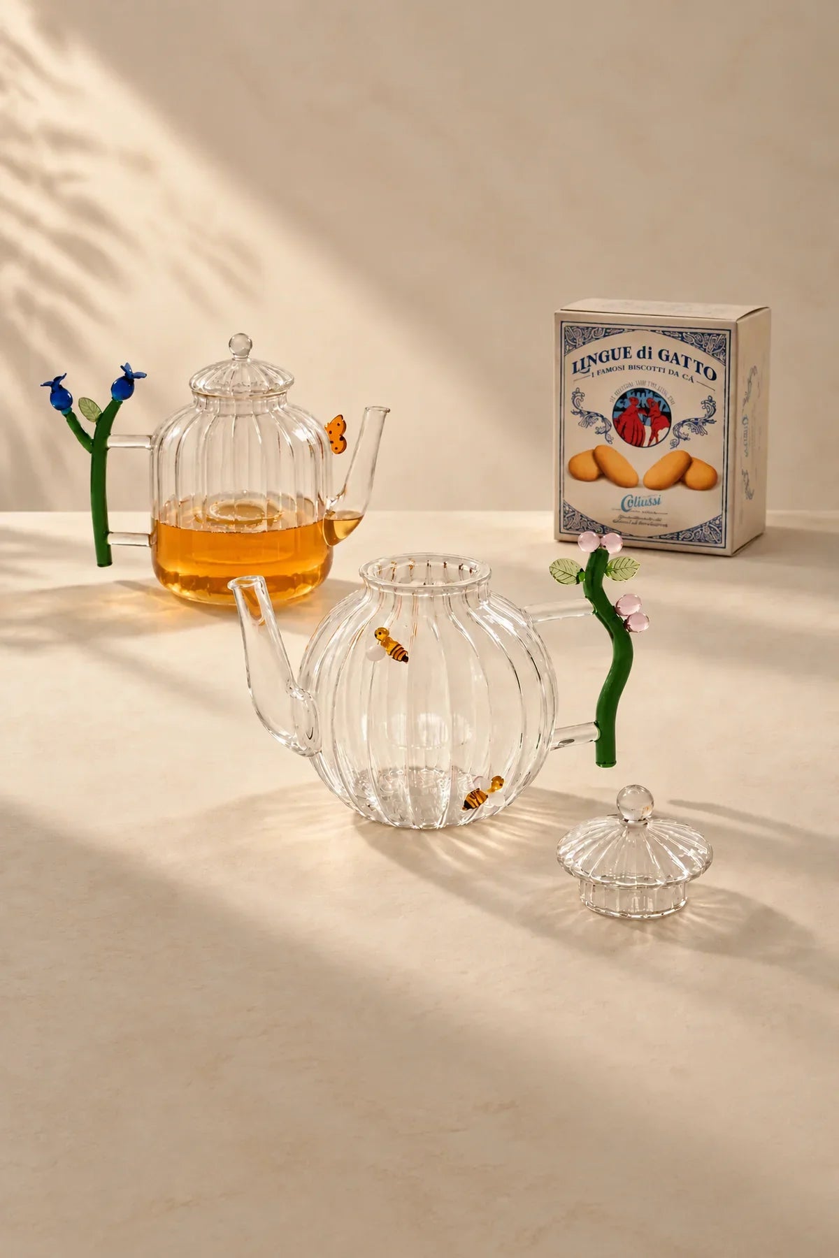 Wildflower Meadow Clear and Green Borosilicate Glass Drinkware