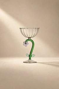 Wildflower Meadow Clear and Green Borosilicate Glass Drinkware