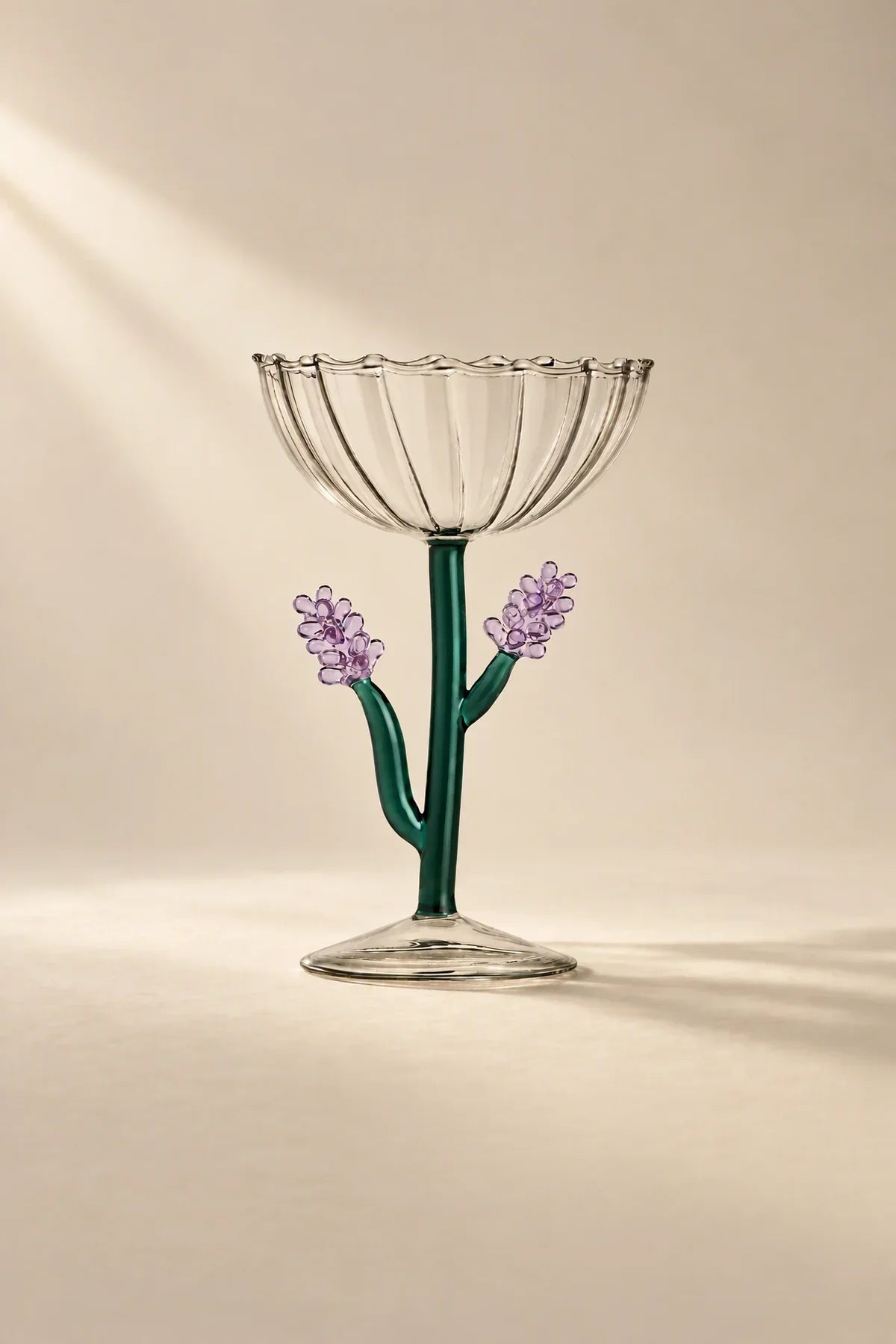 Wildflower Meadow Clear and Green Borosilicate Glass Drinkware