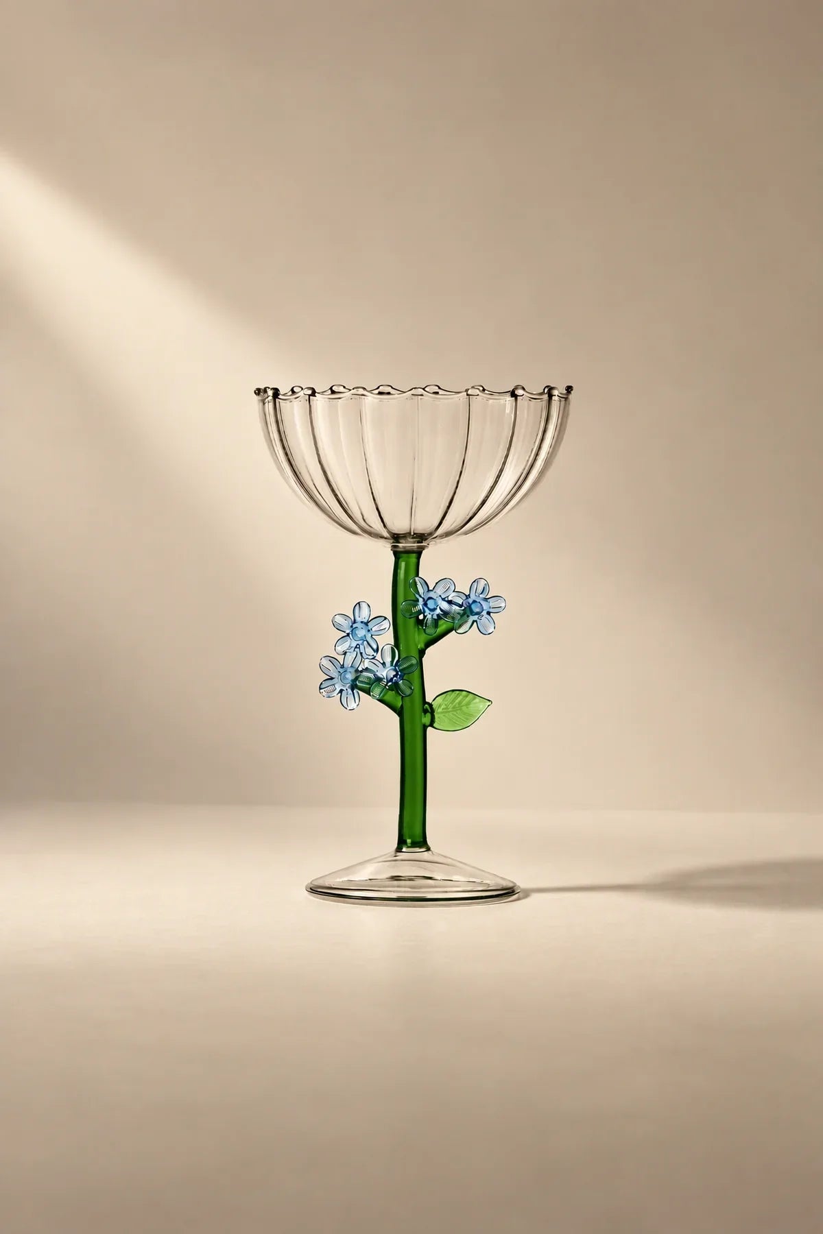 Wildflower Meadow Clear and Green Borosilicate Glass Drinkware