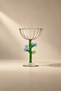 Wildflower Meadow Clear and Green Borosilicate Glass Drinkware