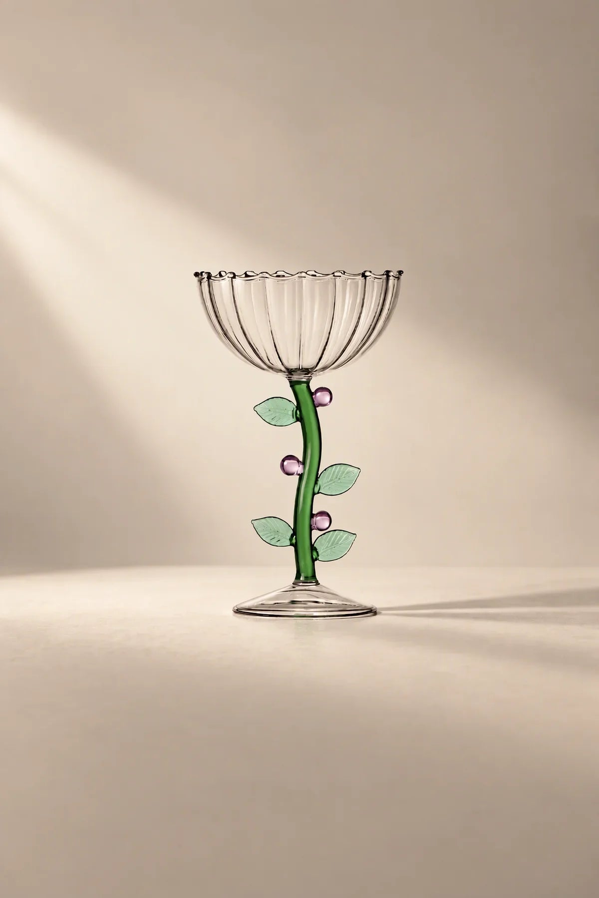 Wildflower Meadow Clear and Green Borosilicate Glass Drinkware