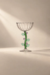 Wildflower Meadow Clear and Green Borosilicate Glass Drinkware