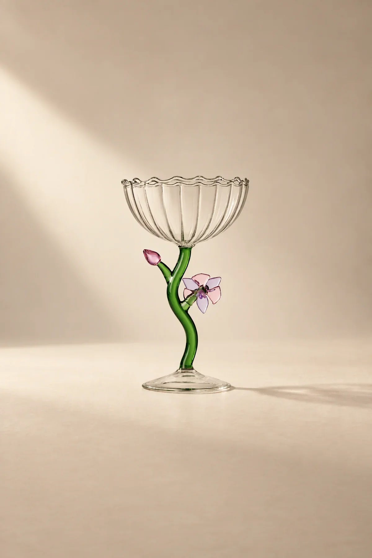 Wildflower Meadow Clear and Green Borosilicate Glass Drinkware