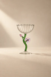 Wildflower Meadow Clear and Green Borosilicate Glass Drinkware
