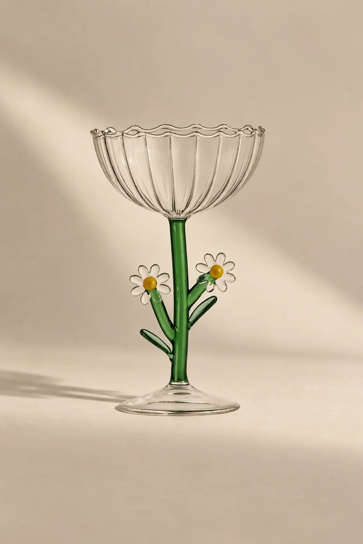 Wildflower Meadow Clear and Green Borosilicate Glass Drinkware