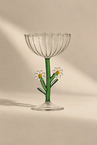 Wildflower Meadow Clear and Green Borosilicate Glass Drinkware