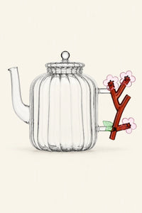 Garden Border Clear Glass Teapot