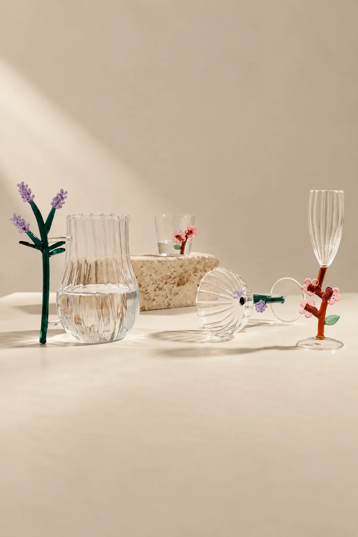Garden Border Clear Glass Teapot