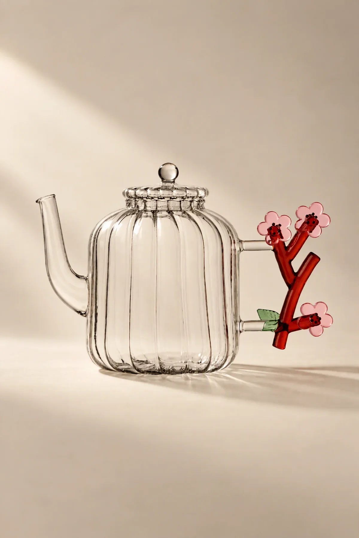 Garden Border Clear Glass Teapot