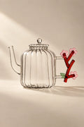 Garden Border Clear Glass Teapot