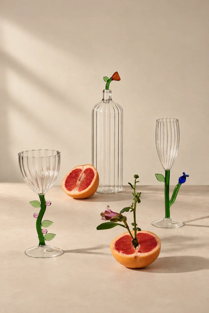 Meadow Bloom Clear Glass Drinkware Collection