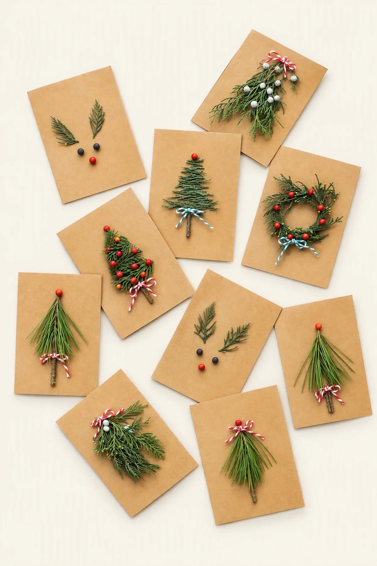 Evergreen Miniature Kraft & White Cardstock Greeting Card