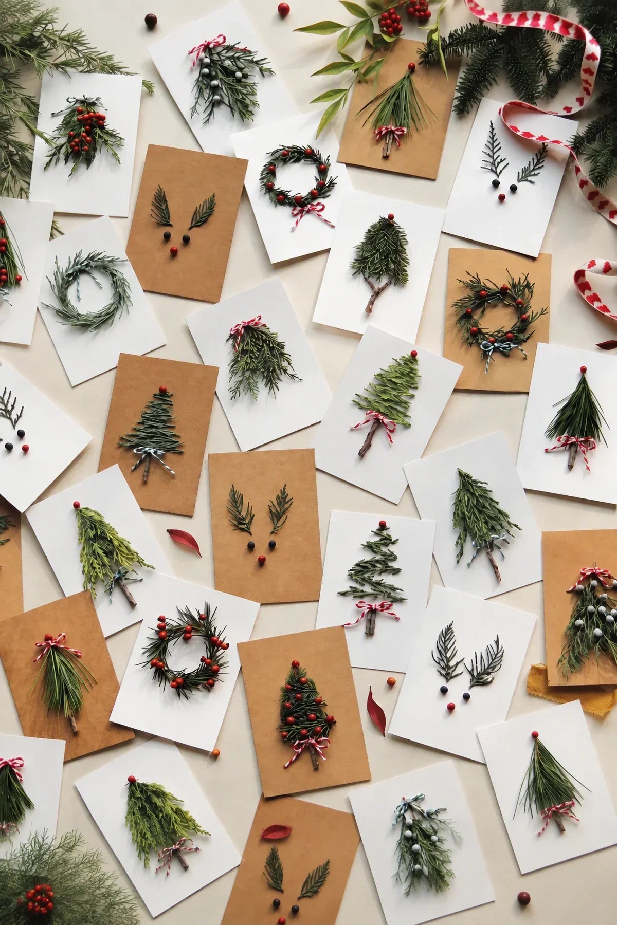 Evergreen Miniature Kraft & White Cardstock Greeting Card