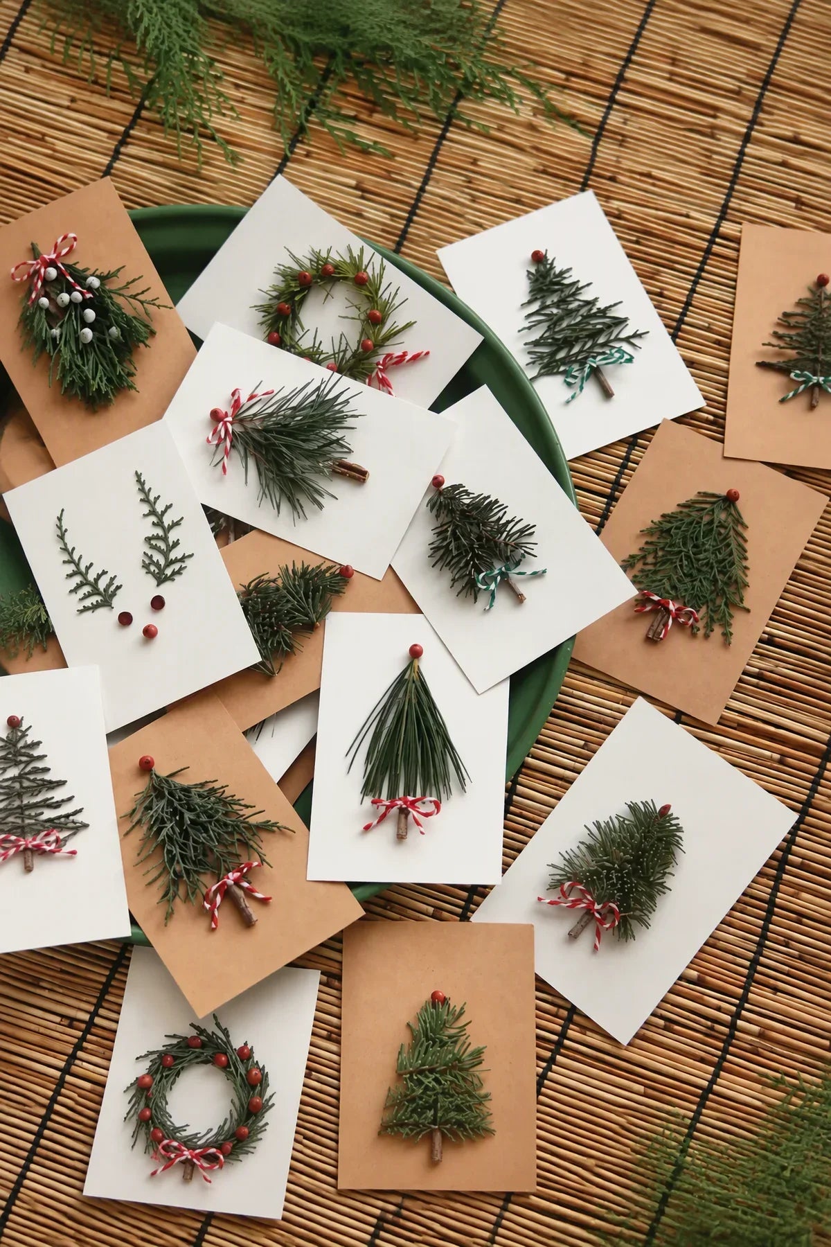 Evergreen Miniature Kraft & White Cardstock Greeting Card