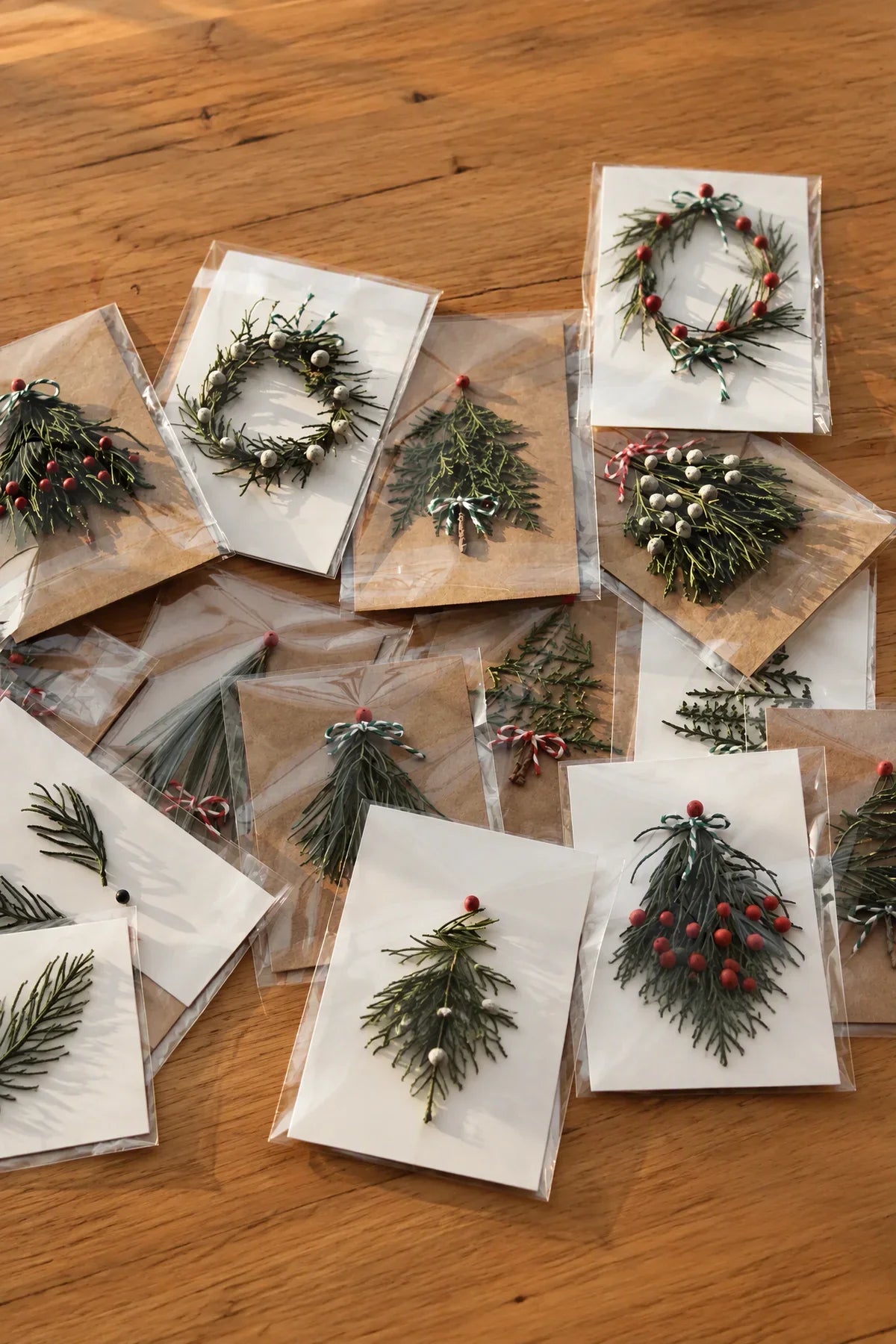 Evergreen Miniature Kraft & White Cardstock Greeting Card