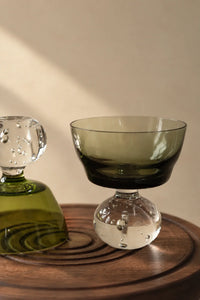 Floating Bubble Smoke Green Glass Goblet