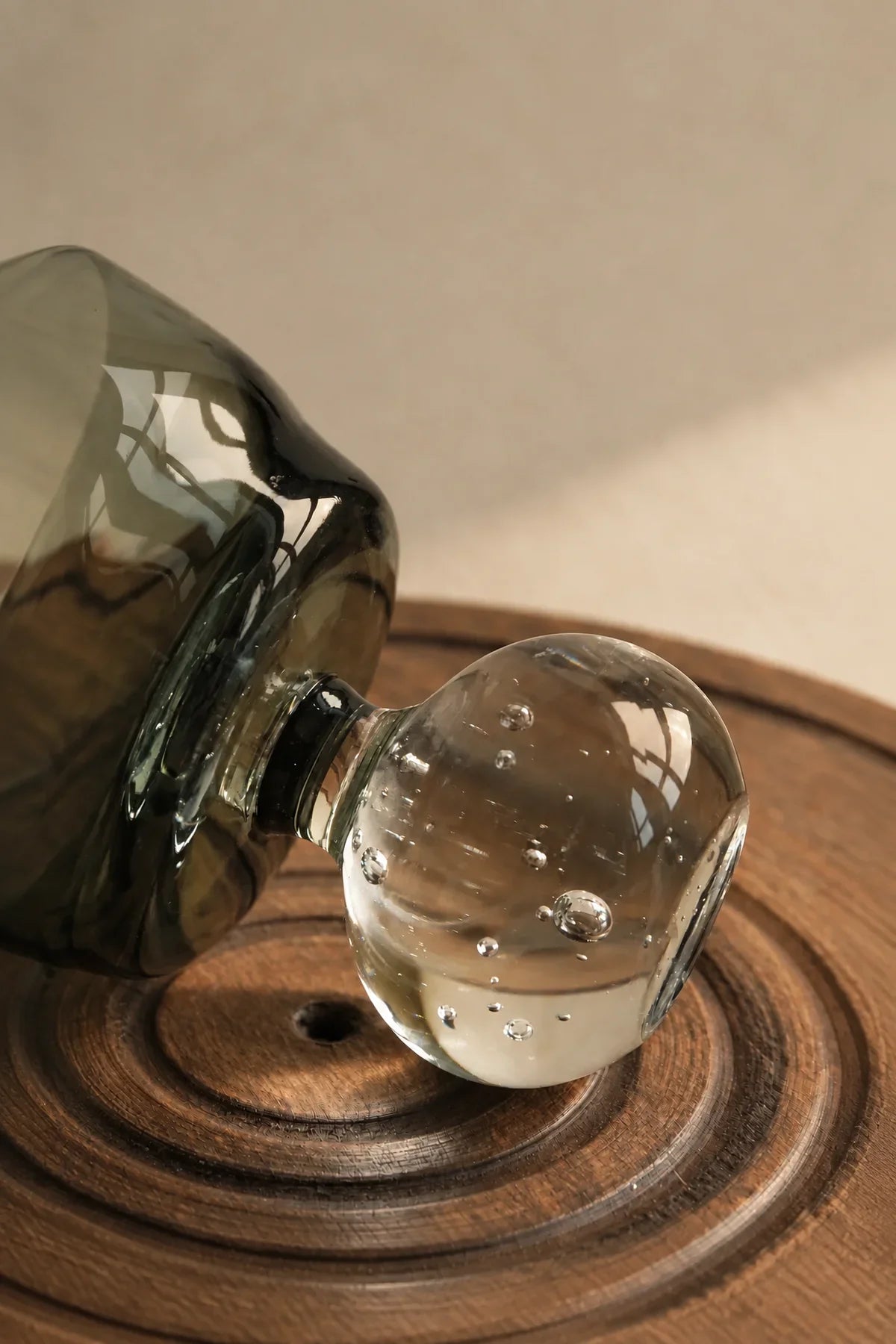 Floating Bubble Smoke Green Glass Goblet