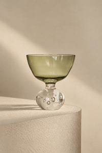 Floating Bubble Smoke Green Glass Goblet