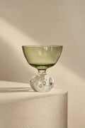 Floating Bubble Smoke Green Glass Goblet