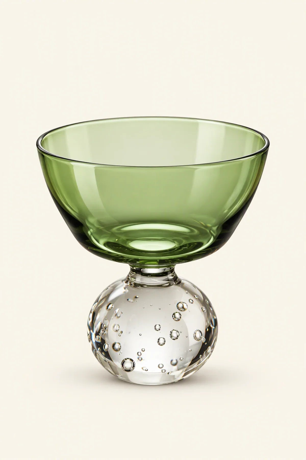 Floating Bubble Smoke Green Glass Goblet