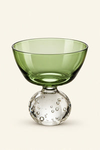Floating Bubble Smoke Green Glass Goblet