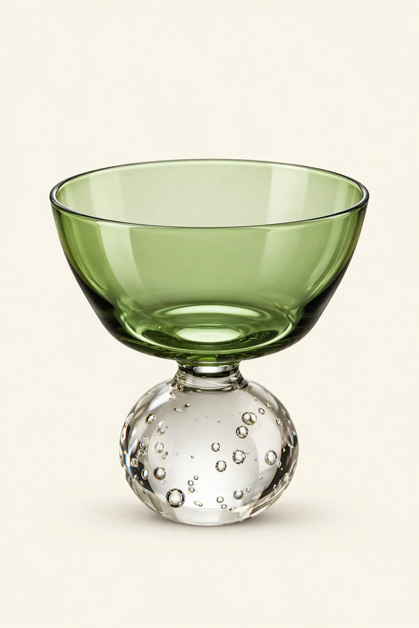 Floating Bubble Smoke Green Glass Goblet