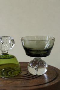 Floating Bubble Smoke Green Glass Goblet