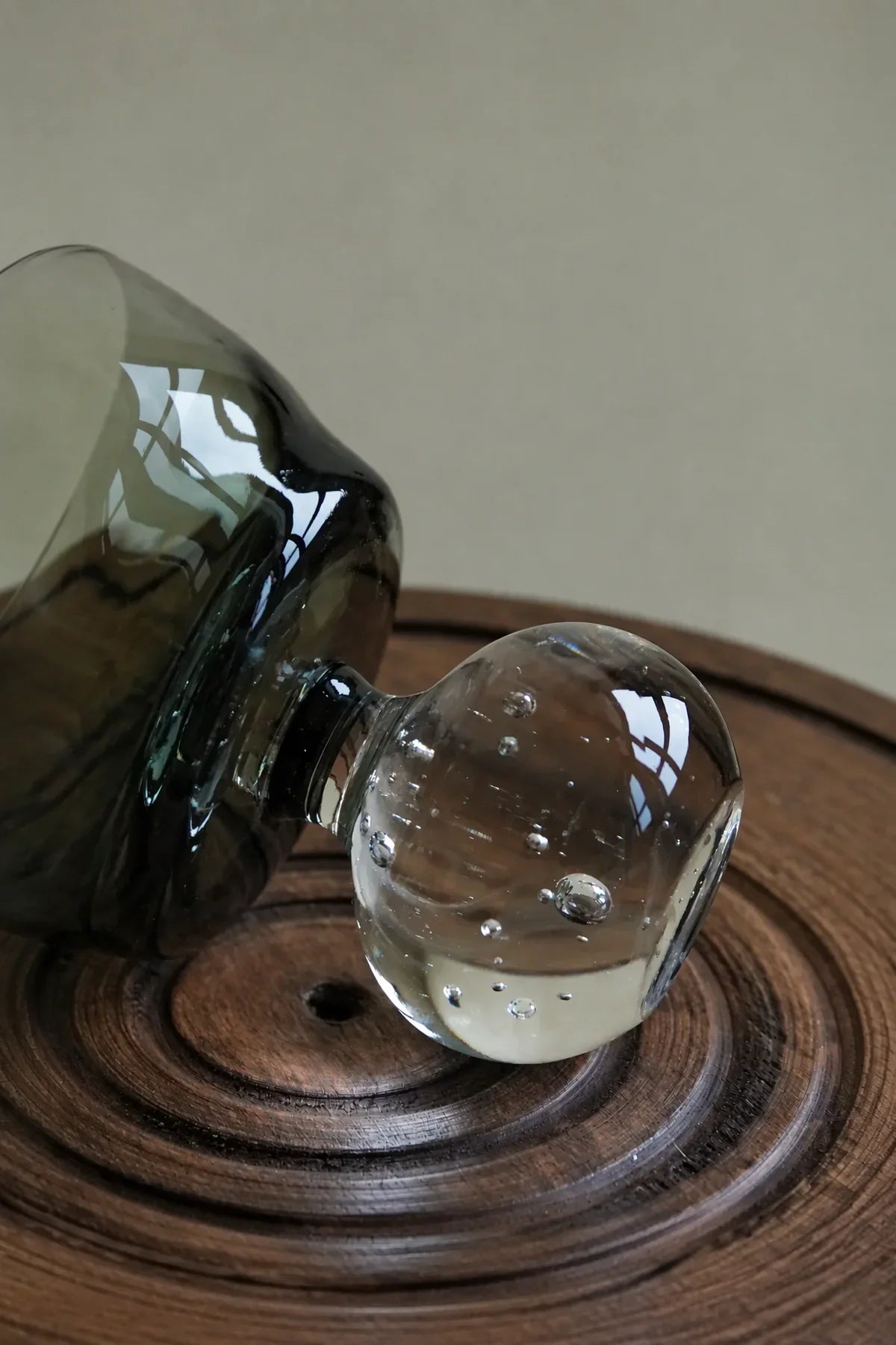 Floating Bubble Smoke Green Glass Goblet