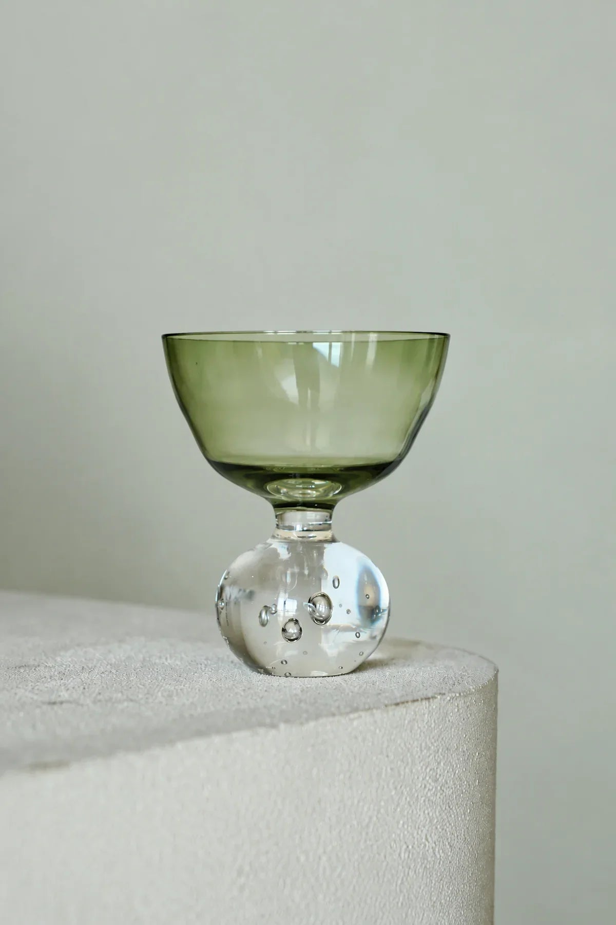 Floating Bubble Smoke Green Glass Goblet