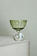 Floating Bubble Smoke Green Glass Goblet