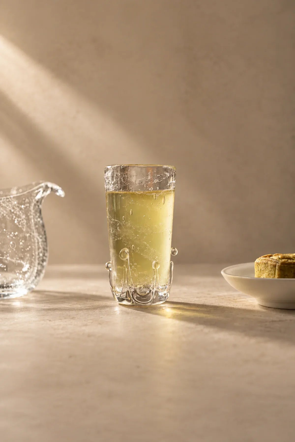 Rain Study Clear Glass Pitcher and Cup Set