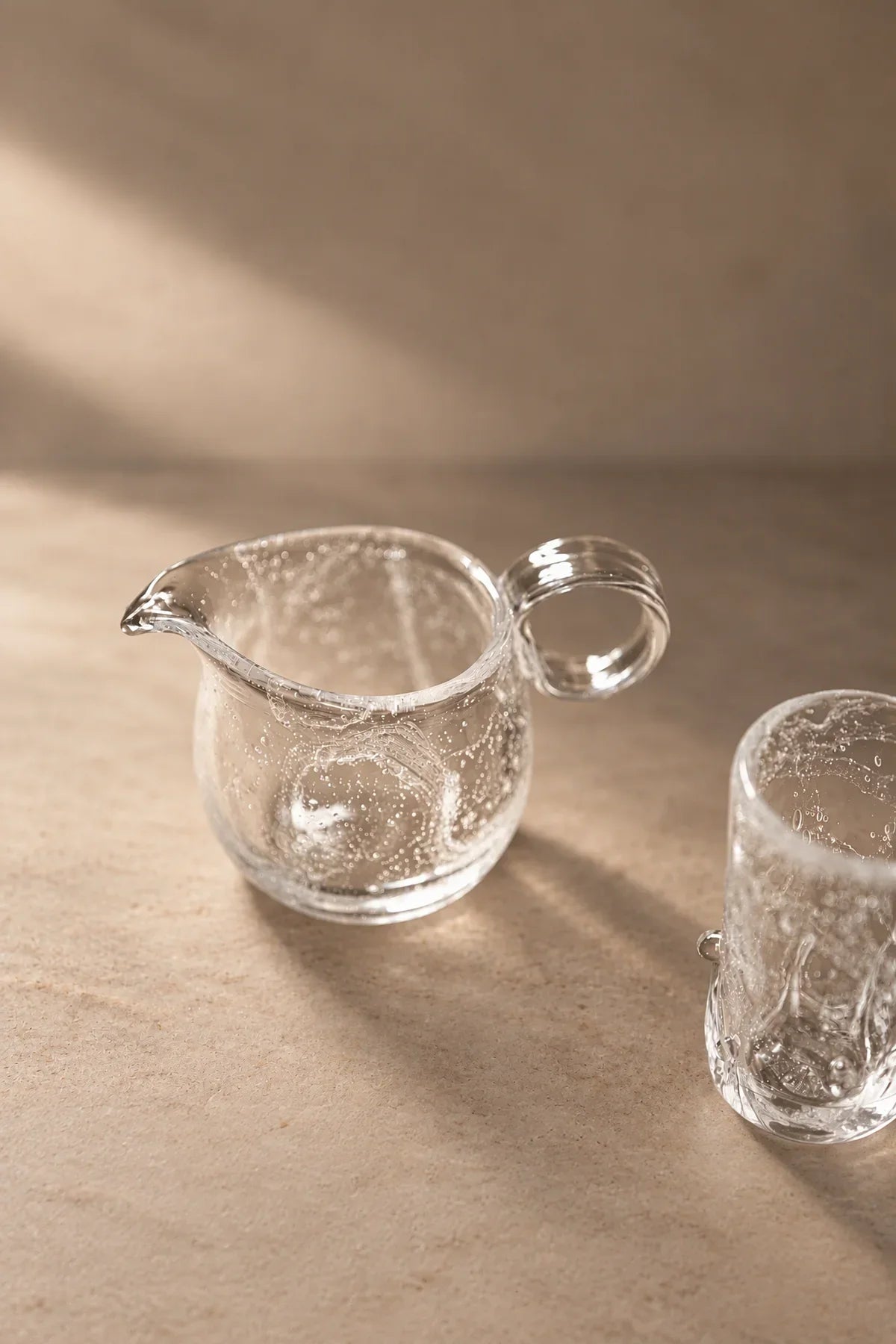 Rain Study Clear Glass Pitcher and Cup Set