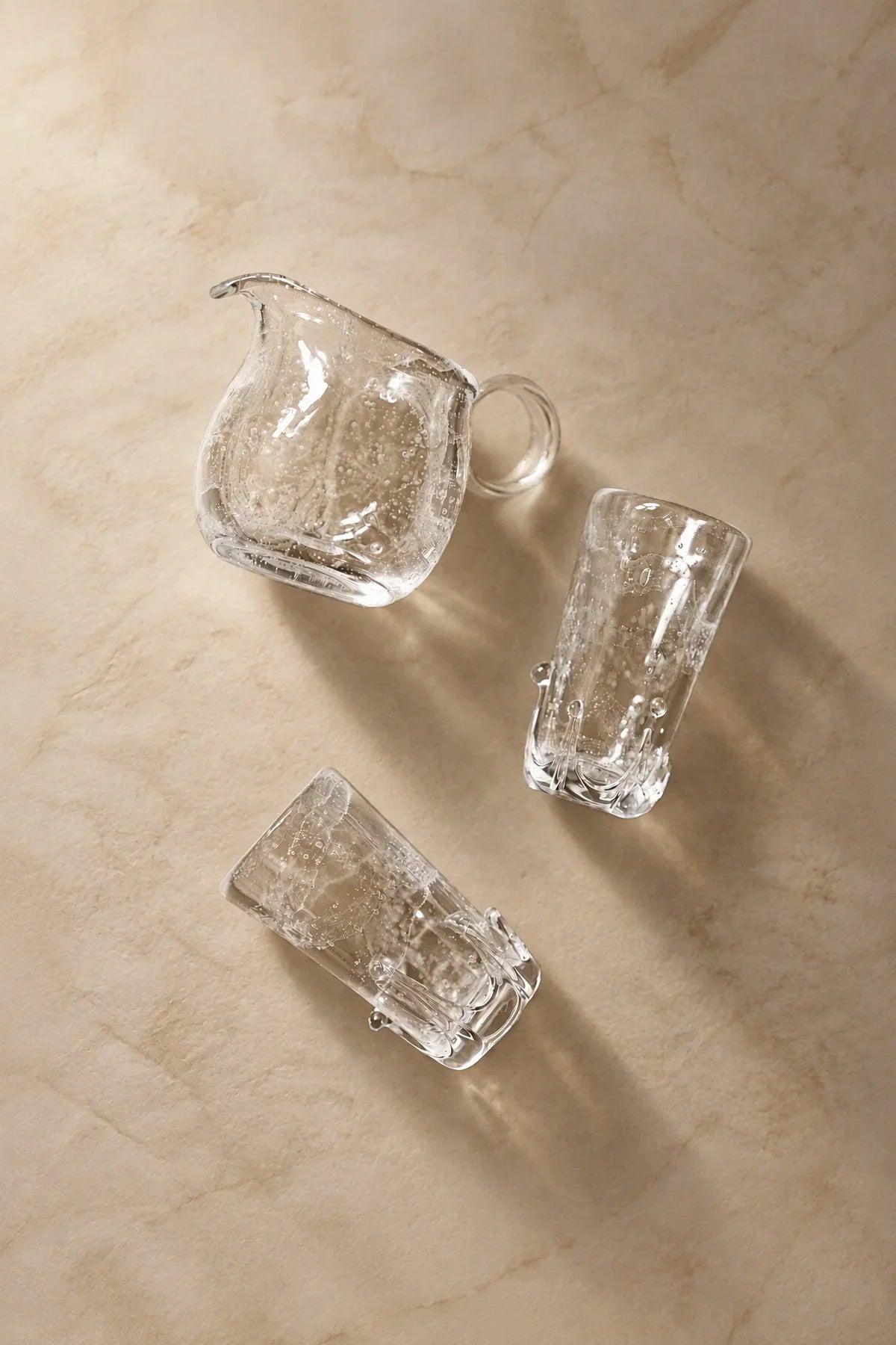 Rain Study Clear Glass Pitcher and Cup Set