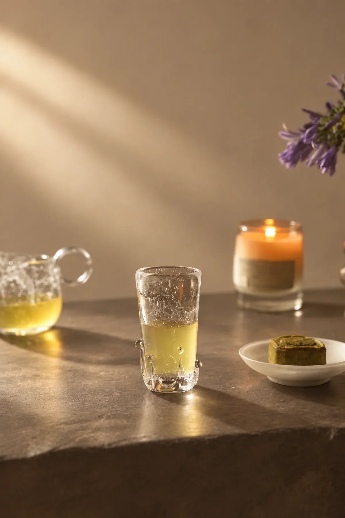 Rain Study Clear Glass Pitcher and Cup Set