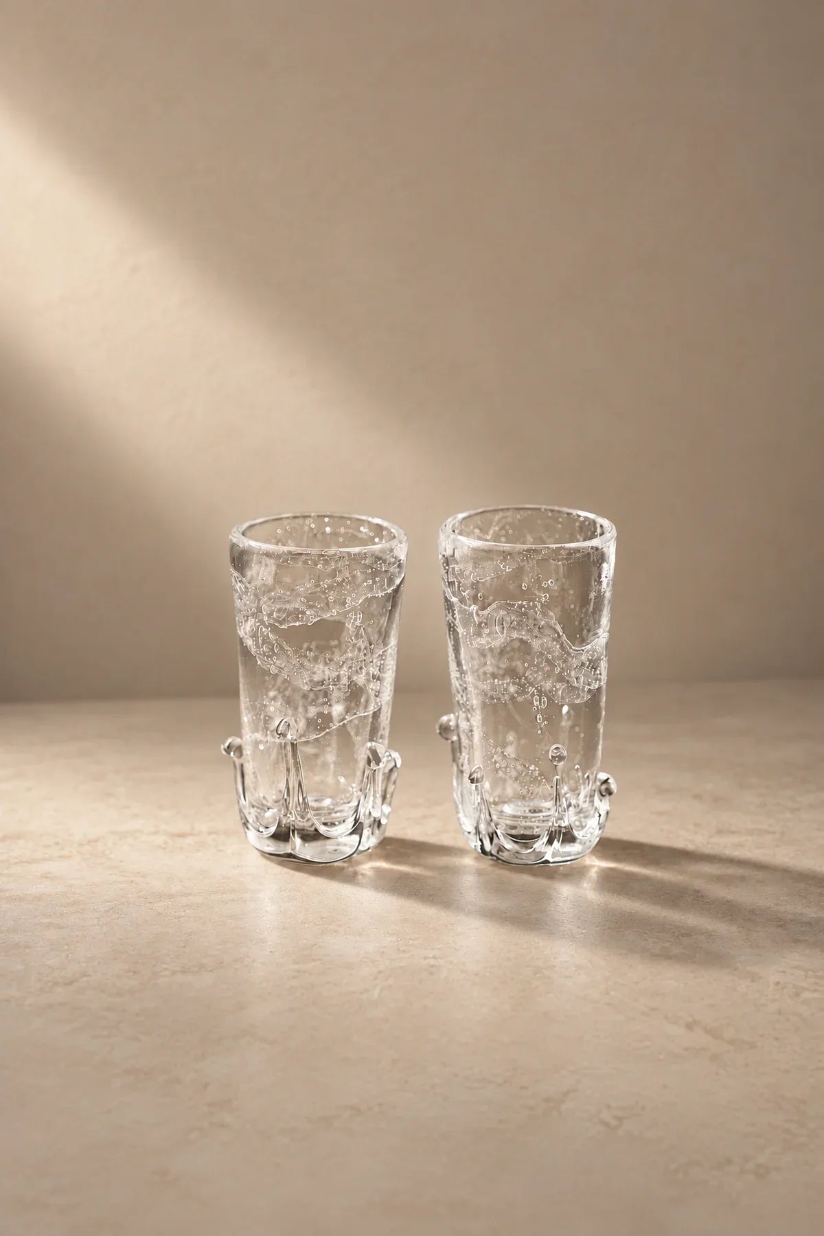 Rain Study Clear Glass Pitcher and Cup Set