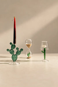 Desert Bloom Green Glass Candle Holder
