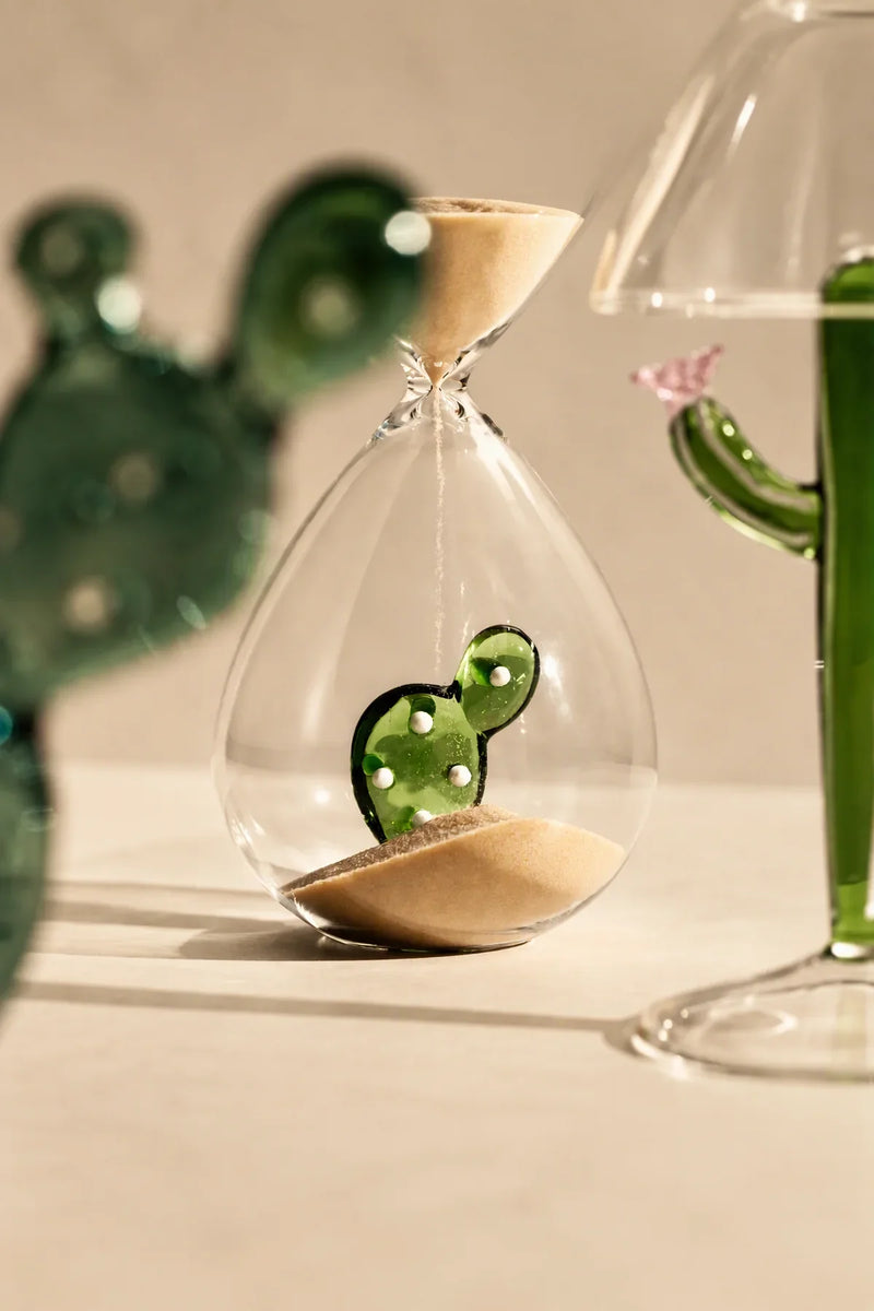 Desert Bloom Green Glass Candle Holder