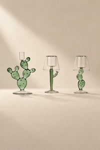 Desert Bloom Green Glass Candle Holder