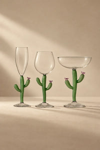 Desert Bloom Clear and Green Glass Glassware Collection