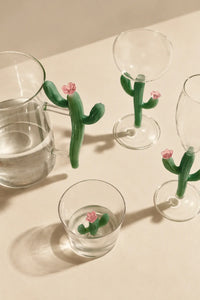 Desert Bloom Clear and Green Glass Glassware Collection