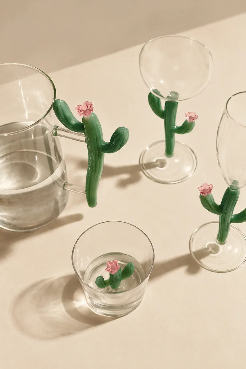 Desert Bloom Clear and Green Glass Glassware Collection