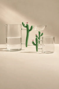 Desert Bloom Clear and Green Glass Glassware Collection