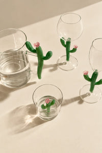 Desert Bloom Clear and Green Glass Glassware Collection