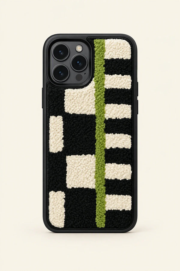 Soft Circuit Green & Monochrome Tufted Phone Case