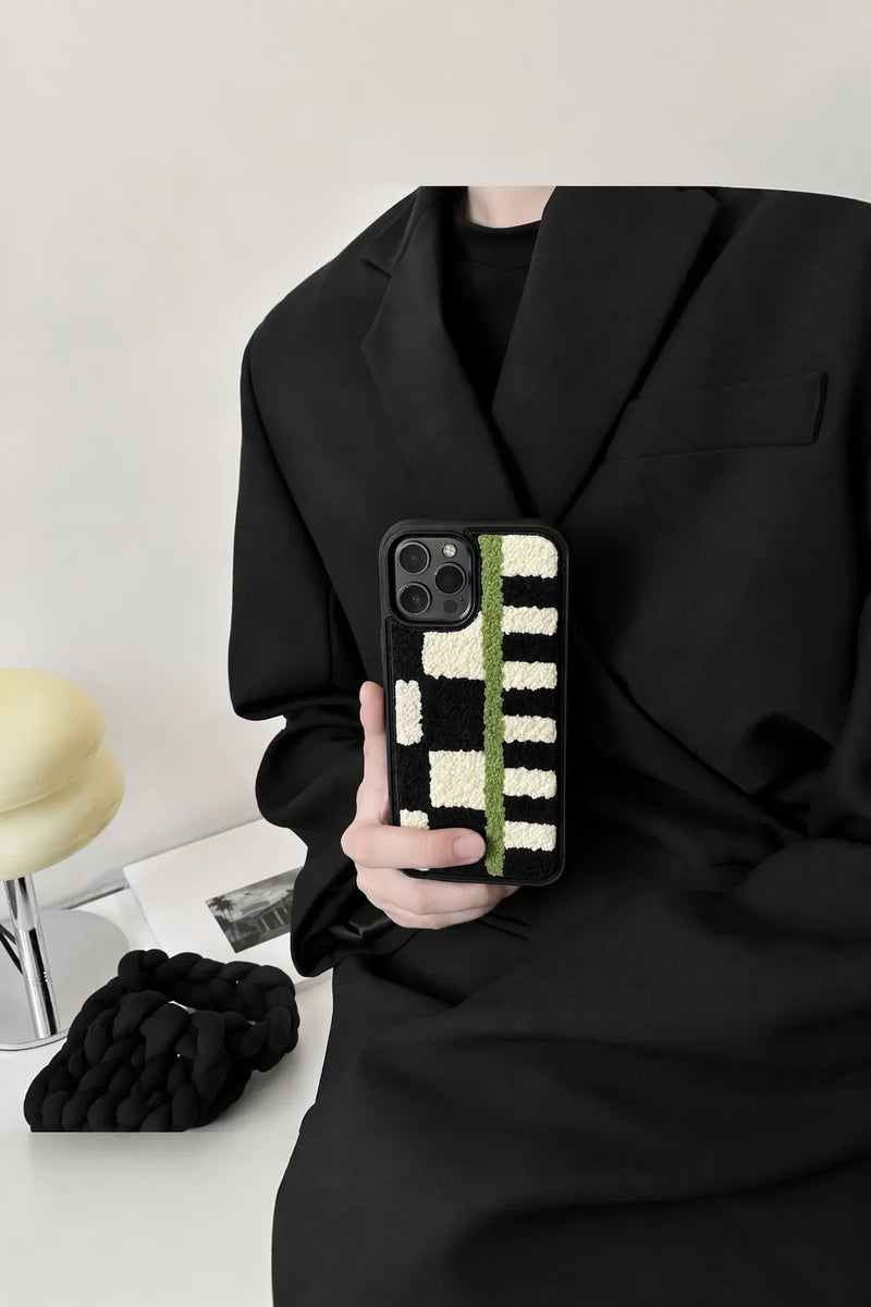 Soft Circuit Green & Monochrome Tufted Phone Case