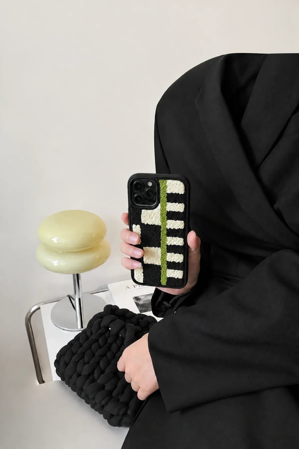 Soft Circuit Green & Monochrome Tufted Phone Case