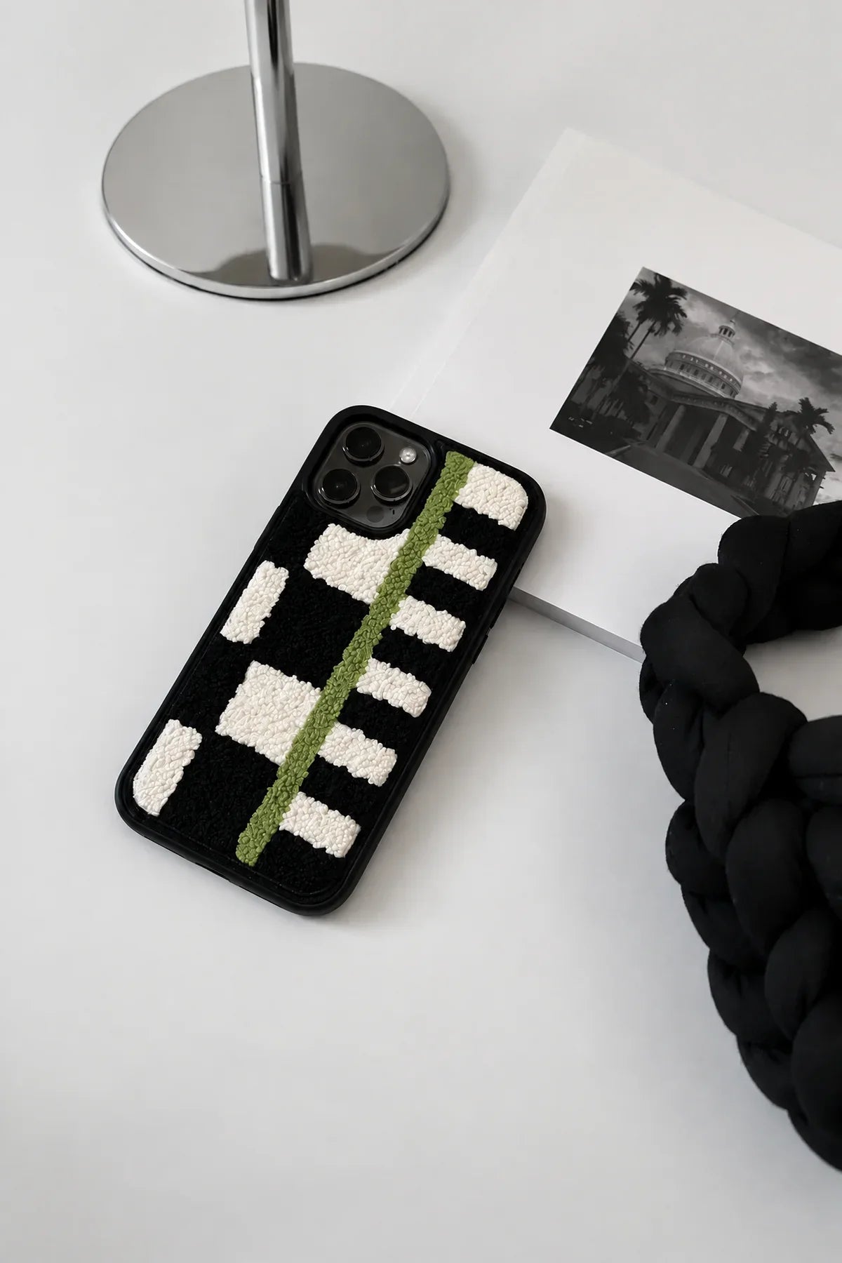 Soft Circuit Green & Monochrome Tufted Phone Case