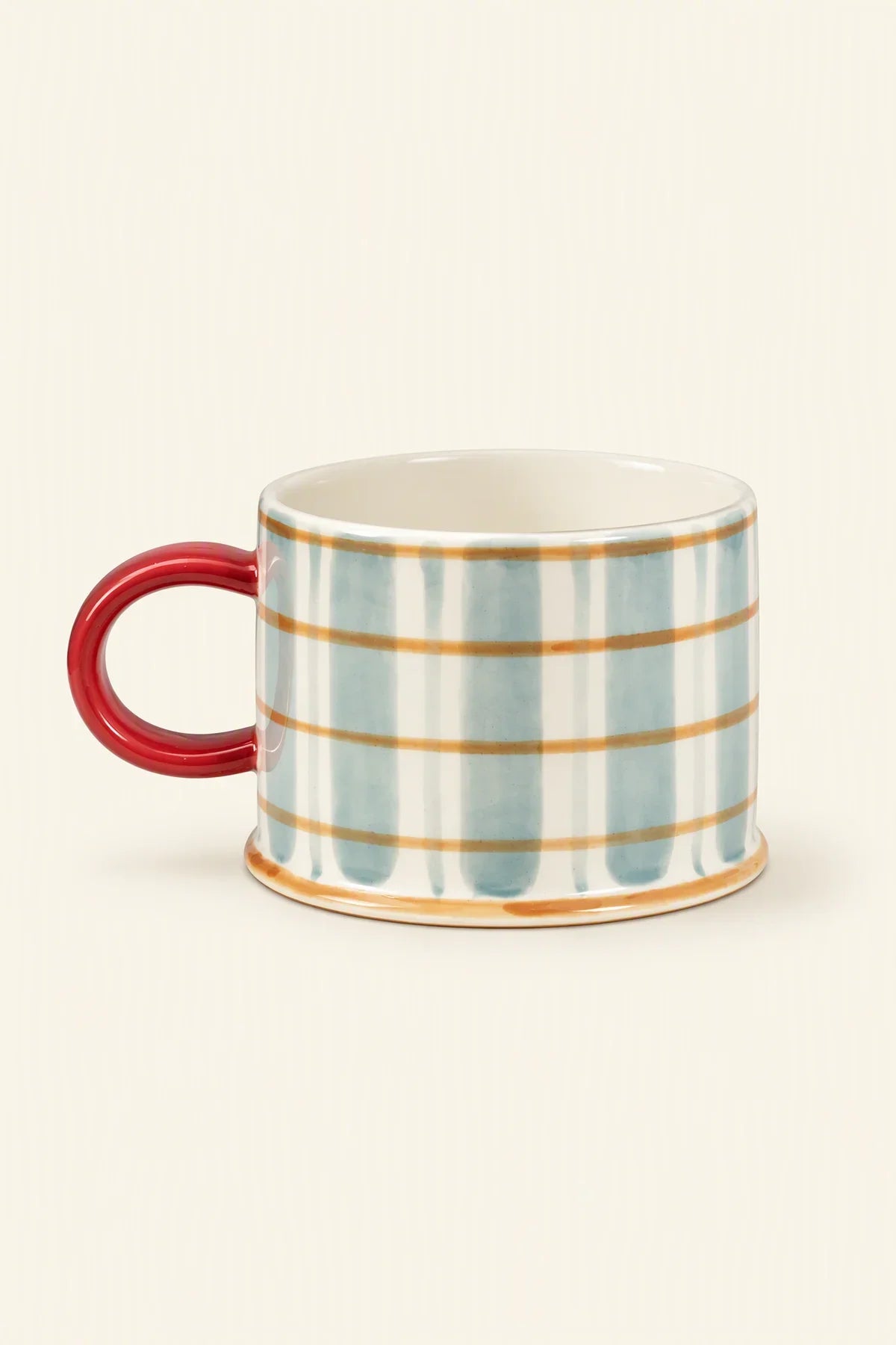 Studio Picnic Blue Plaid Ceramic Mug