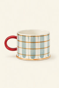 Studio Picnic Blue Plaid Ceramic Mug